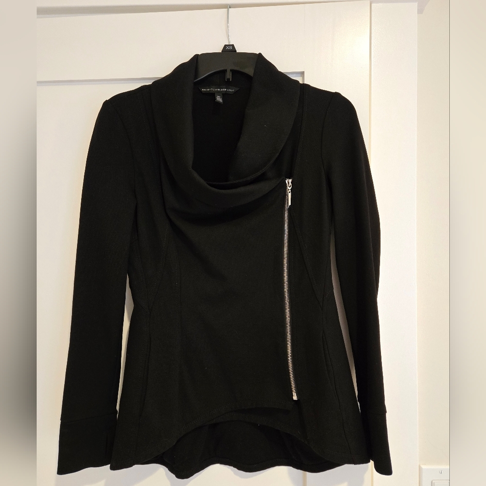 White House Black Market Black Cowl Neck Sweater Jacket with Zipper